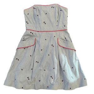 Lilly Pulitzer Strapless Seersucker Blossom Dress Ladybug Print Size 6 Pink Blue